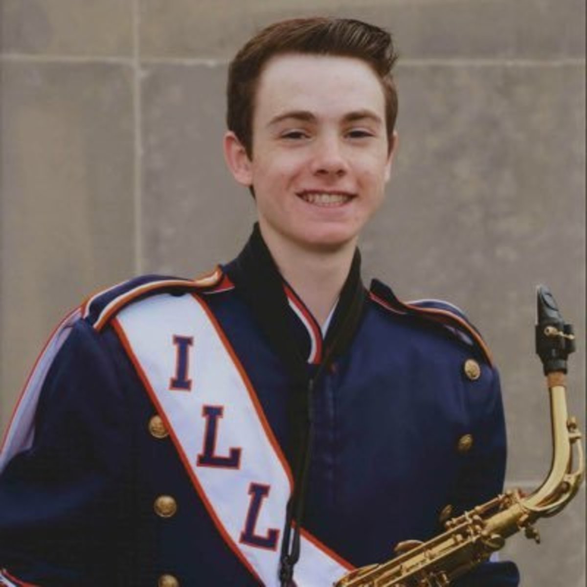 University of Illinois senior nuclear engineering major Andy Christensen is an alto saxophone section leader in the Fighting Illini Marching Band. 