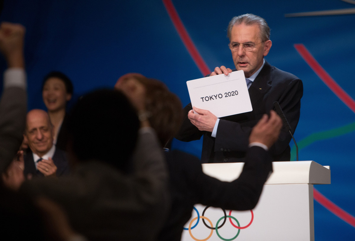 Jacques Rogge, then the IOC president, unveiled the Tokyo win in 2013.