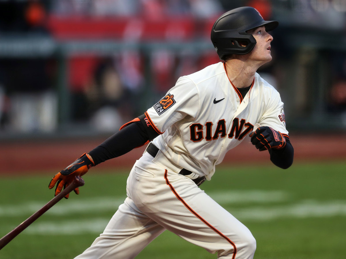 Mike Yastrzemski swings the bat