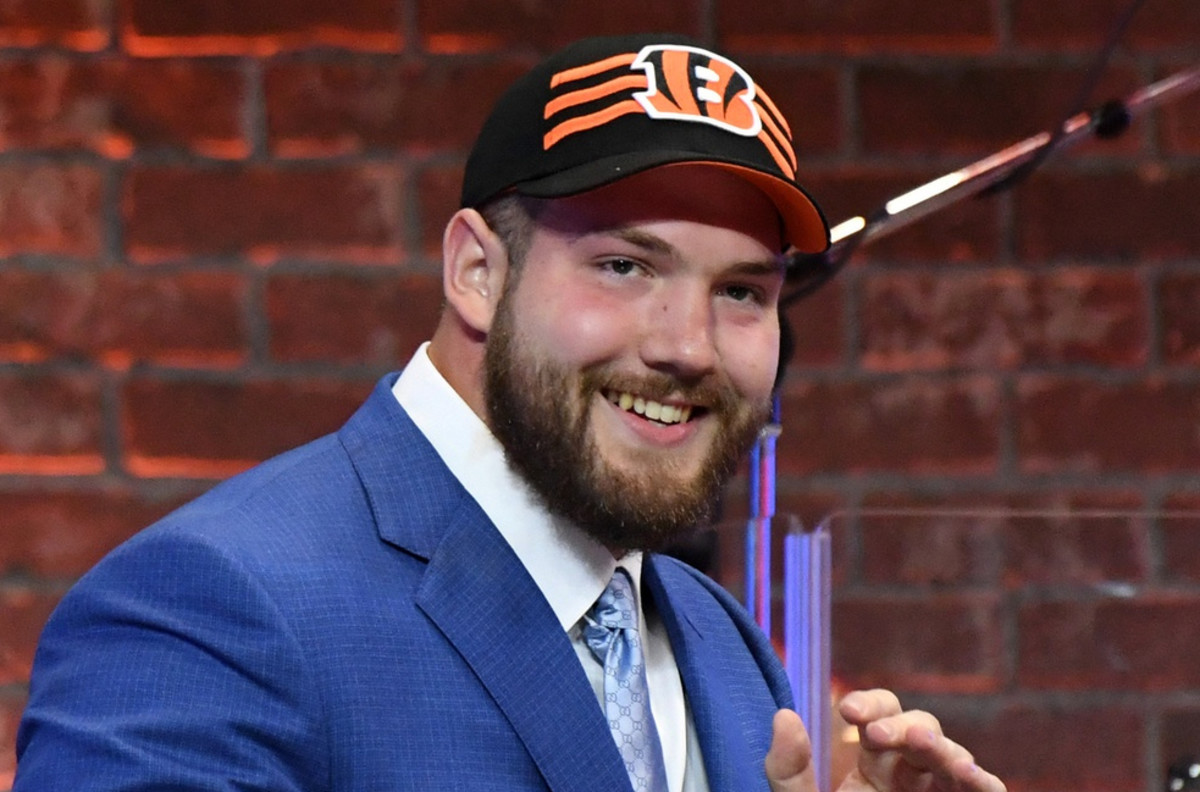 Apr 25, 2019; Nashville, TN, USA; Alabama Crimson Tide offensive lineman Jonah Williams reacts after being selected by the Cincinnati Bengals as the No. 11 pick during the first round of the 2019 NFL Draft in downtown Nashville. Mandatory Credit: Kirby Lee-USA TODAY Sports