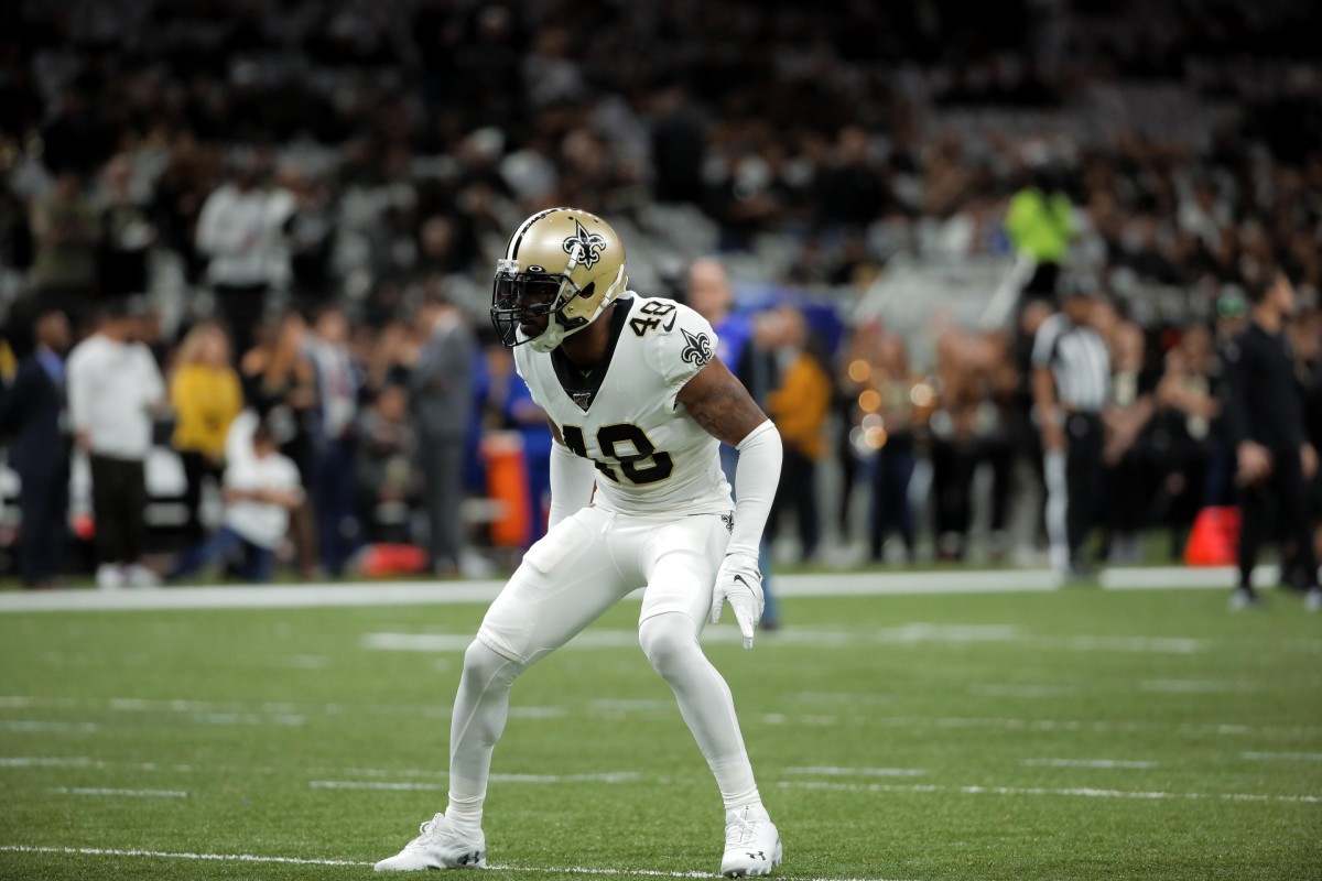 Jan 5, 2020; New Orleans, Louisiana, USA; New Orleans Saints defensive back J.T. Gray (48) before kickoff of a NFC Wild Card playoff football game against the Minnesota Vikings at the Mercedes-Benz Superdome. Mandatory Credit: Derick Hingle-USA TODAY Sports