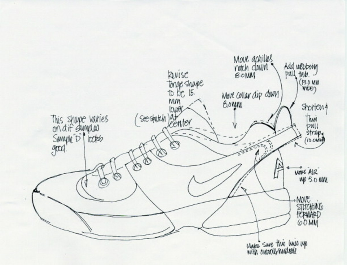 A black and white sketch of the original Air Swoopes