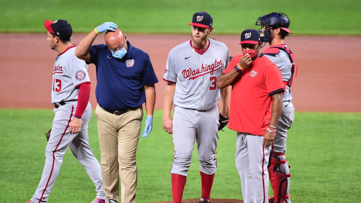 Stephen Strasburg leaves Friday's start with an injury.