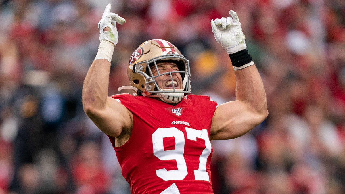 San Francisco defensive end Nick Bosa has an outside shot at the NFL record for sacks in a season.