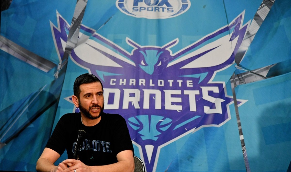 Charlotte Hornets head coach James Borrego speaks with the media prior to the game against the Miami Heat at American Airlines Arena.