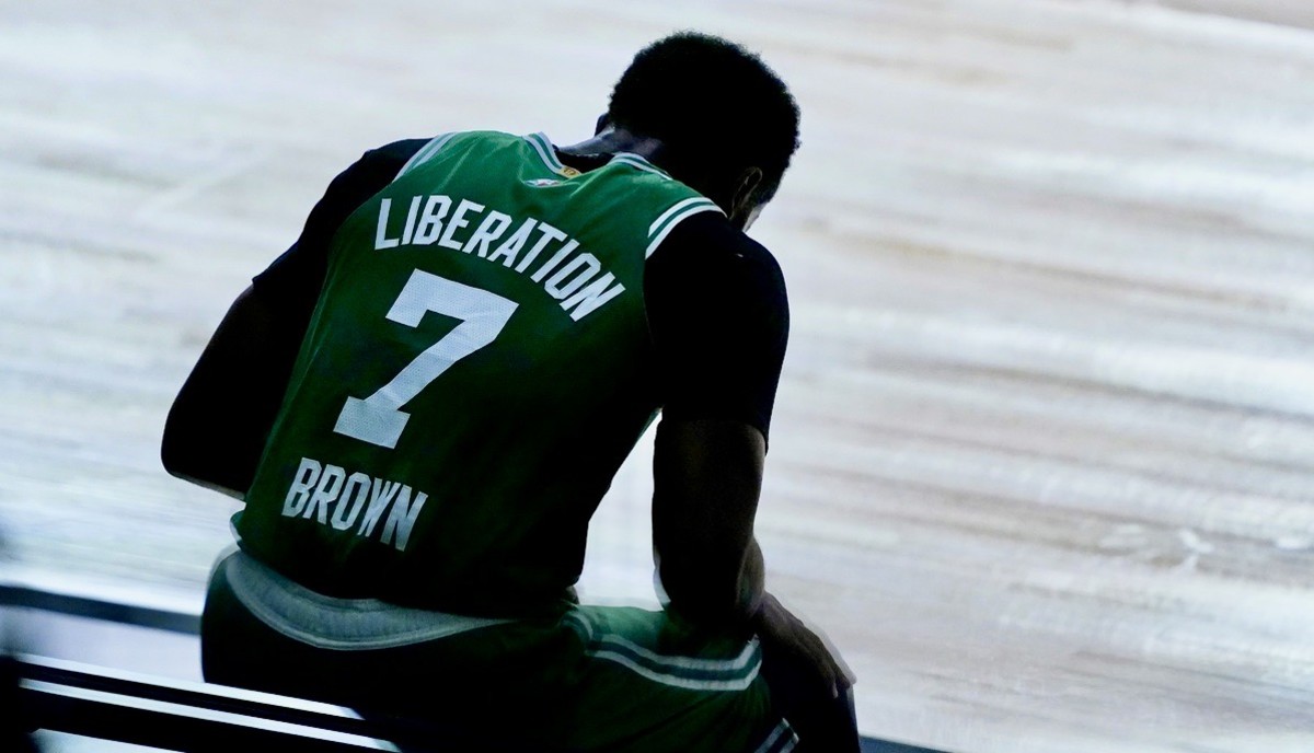 Jaylen Brown promotes "Liberation" on his NBA bubble jersey
