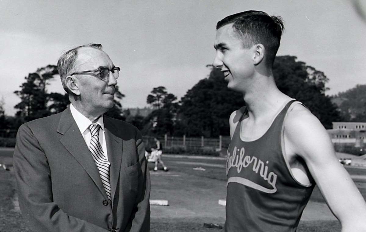 Coach Brutus Hamilton with middle-distance star Don Bowden