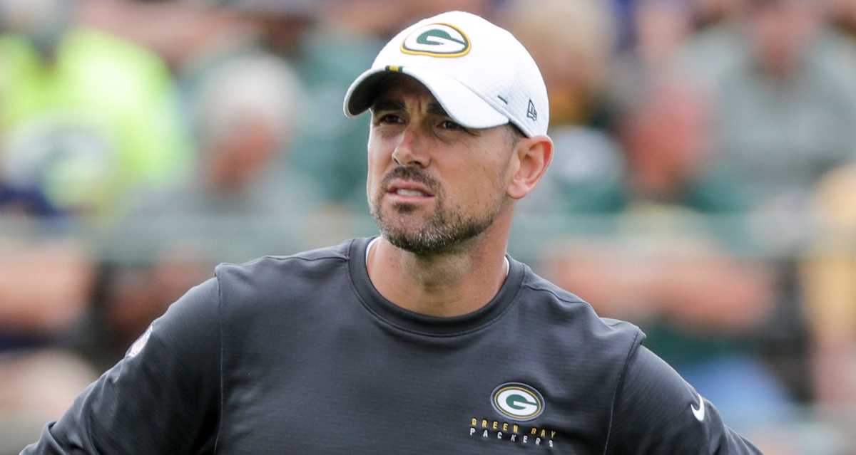 Head coach Matt LaFleur during Green Bay Packers training camp at Ray Nitschke Field