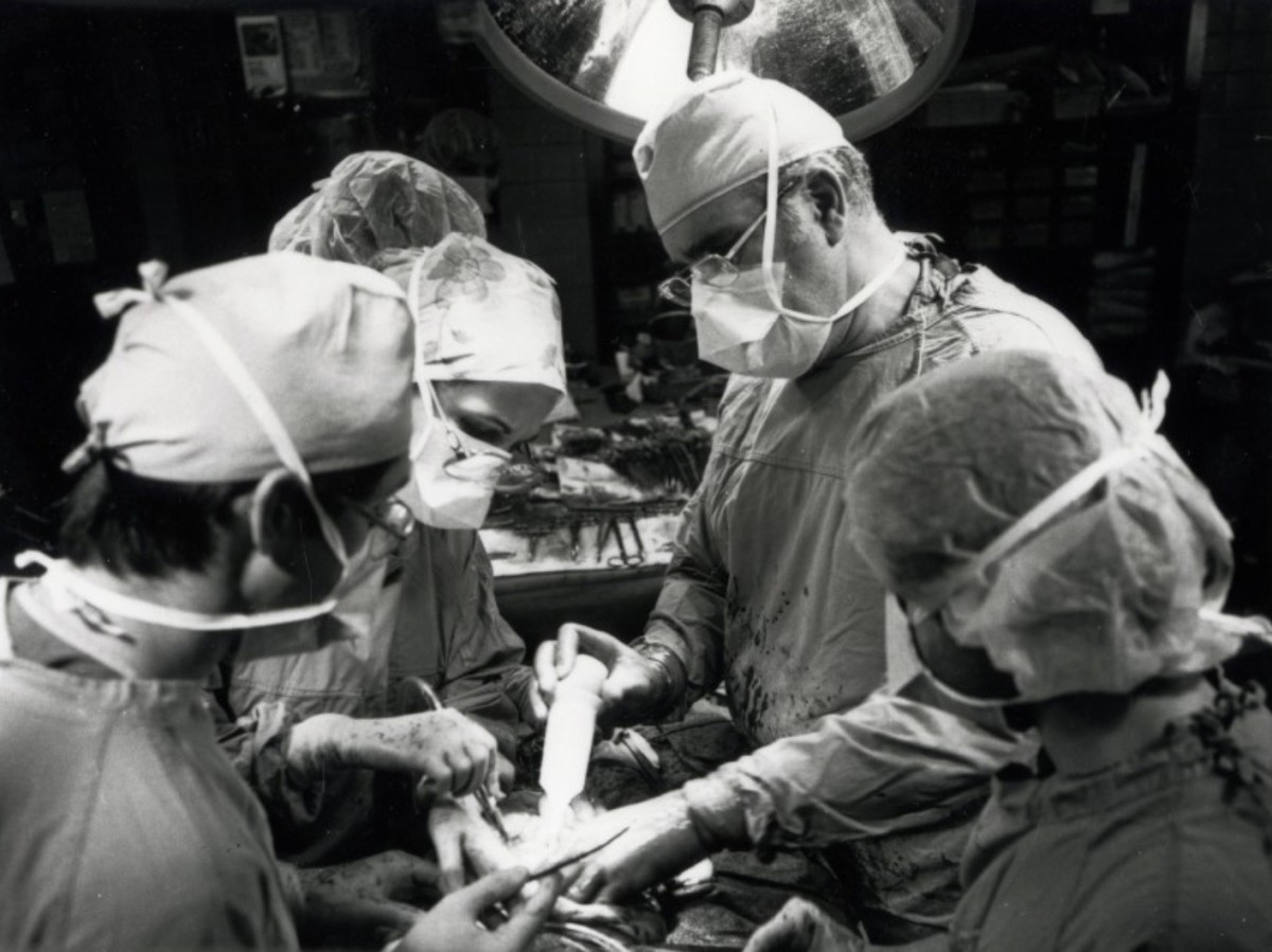 Dr. John Najarian performing a transplant surgery