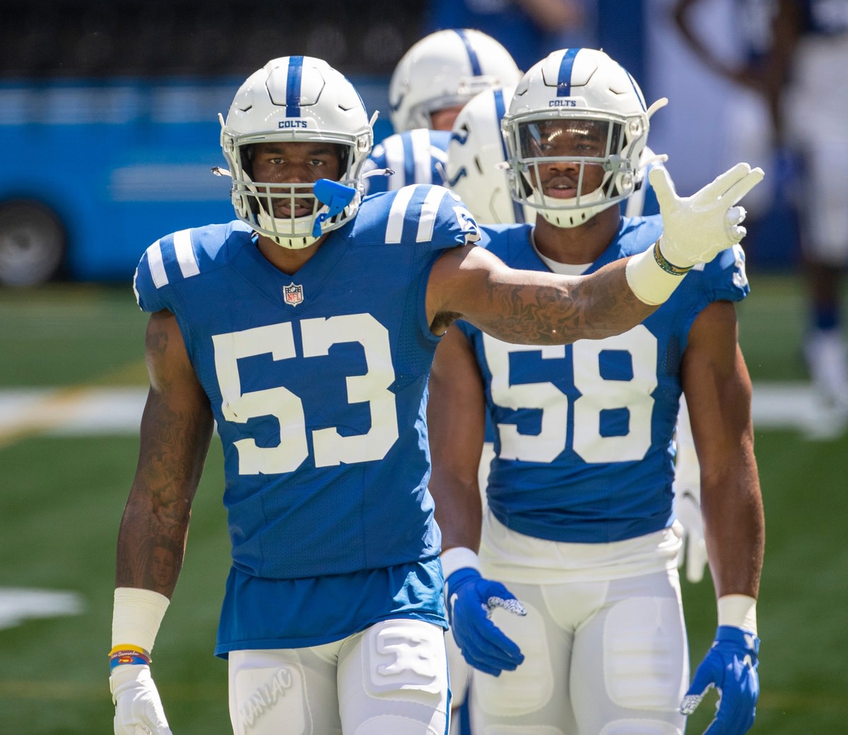 All-Pro Darius Leonard (53) leads a talented group of Indianapolis Colts linebackers.