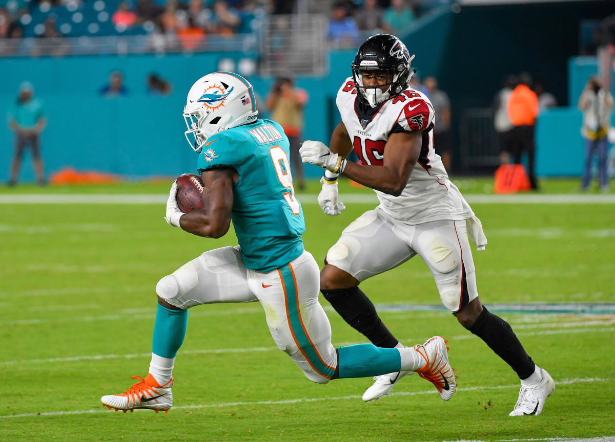 Phillips, shown here playing for the Atlanta Falcons in the 2019 preseason, made his NFL regular season debut last weekend but suffered a quad injury.