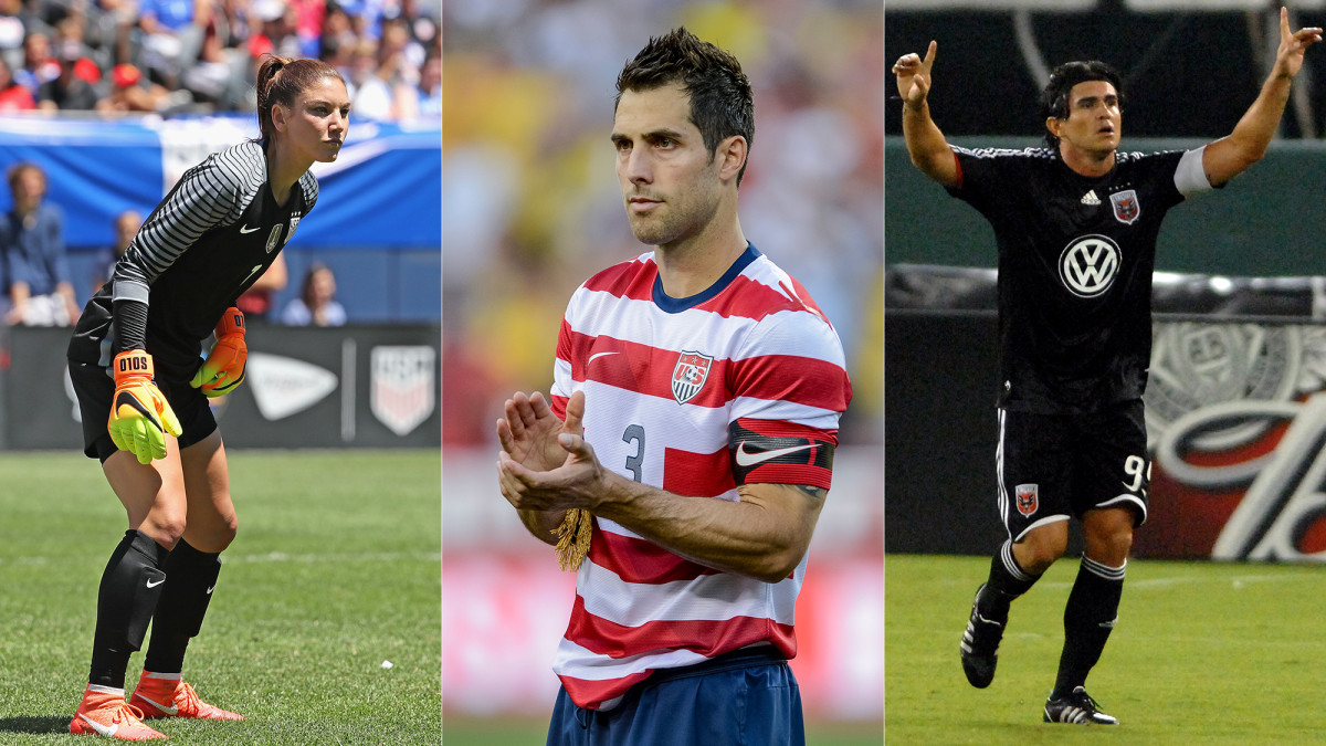 Soccer greats Hope Solo, Carlos Bocanegra and Jaime Moreno