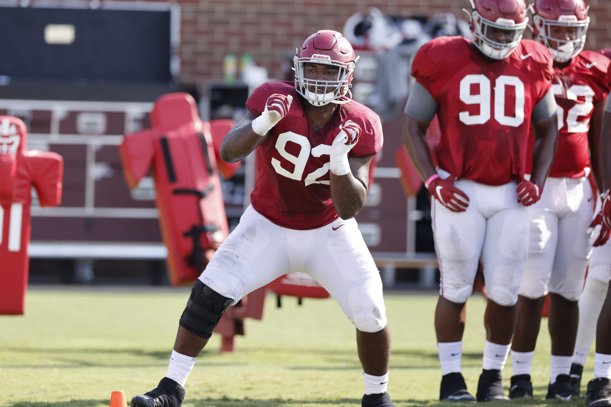 Defensive lineman Justin Eboigbe, Alabama practice, Sept. 9, 2020