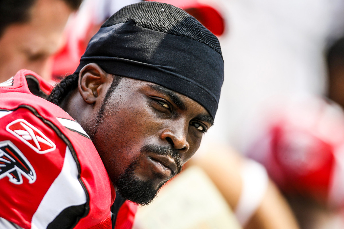 Michael Vick in a Falcons uniform