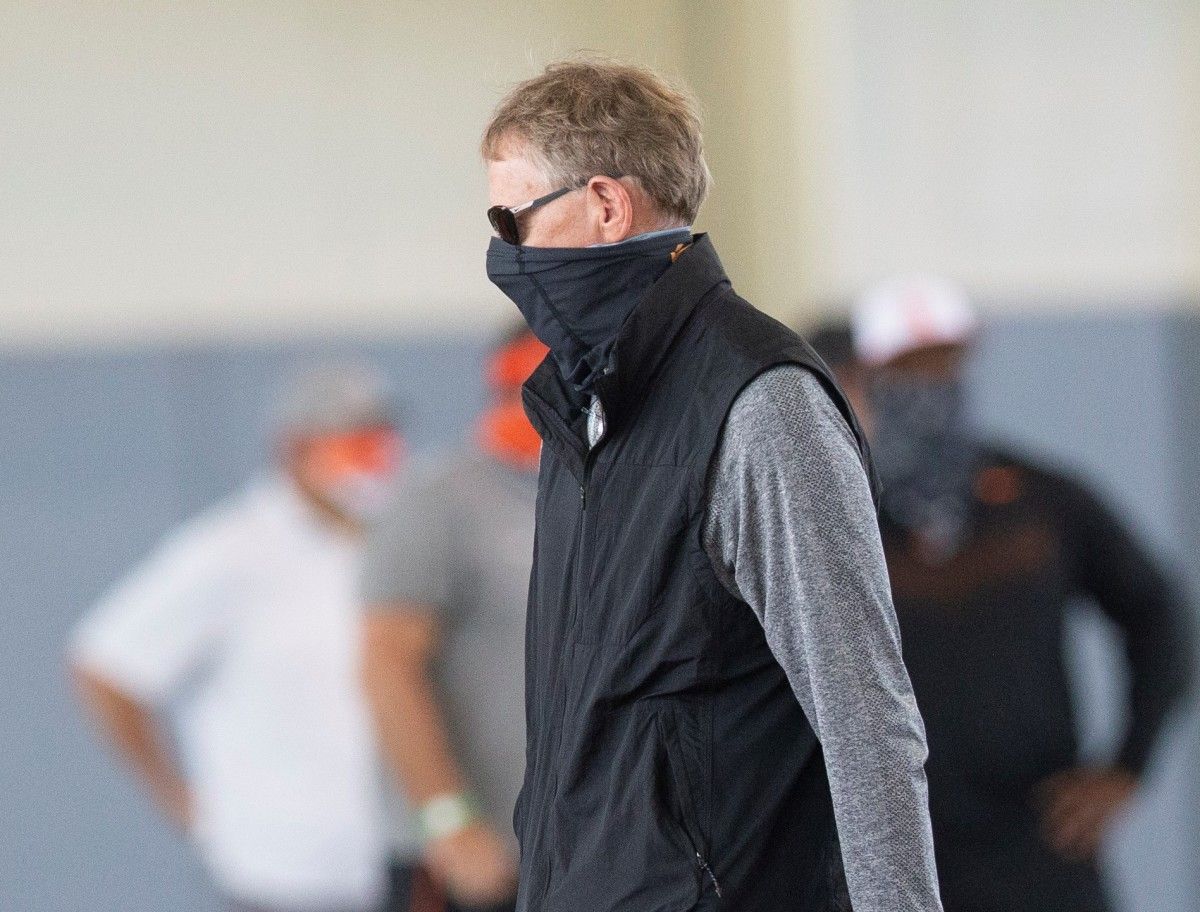 Oklahoma State athletic director Mike Holder at football practice this fall has had to make some painful cuts the past week.