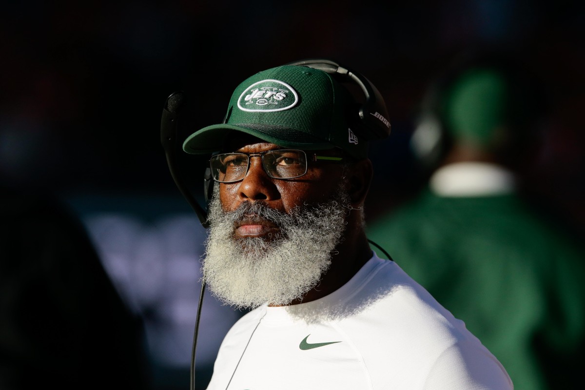 Former Cardinals running back Stump Mitchell watches the Jets in his role as  running backs coach in the second quarter against the Broncos in a 2017 game at Sports Authority Field (now Empower Field) at Mile High Stadium.