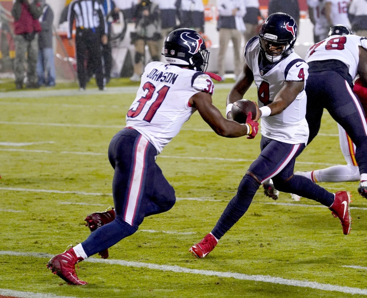 Houston Texans running back David Johnson (31), who was part of the trade involving wide receiver DeAndre Hopkins going to Arizona, scored a touchdown in the season opener.