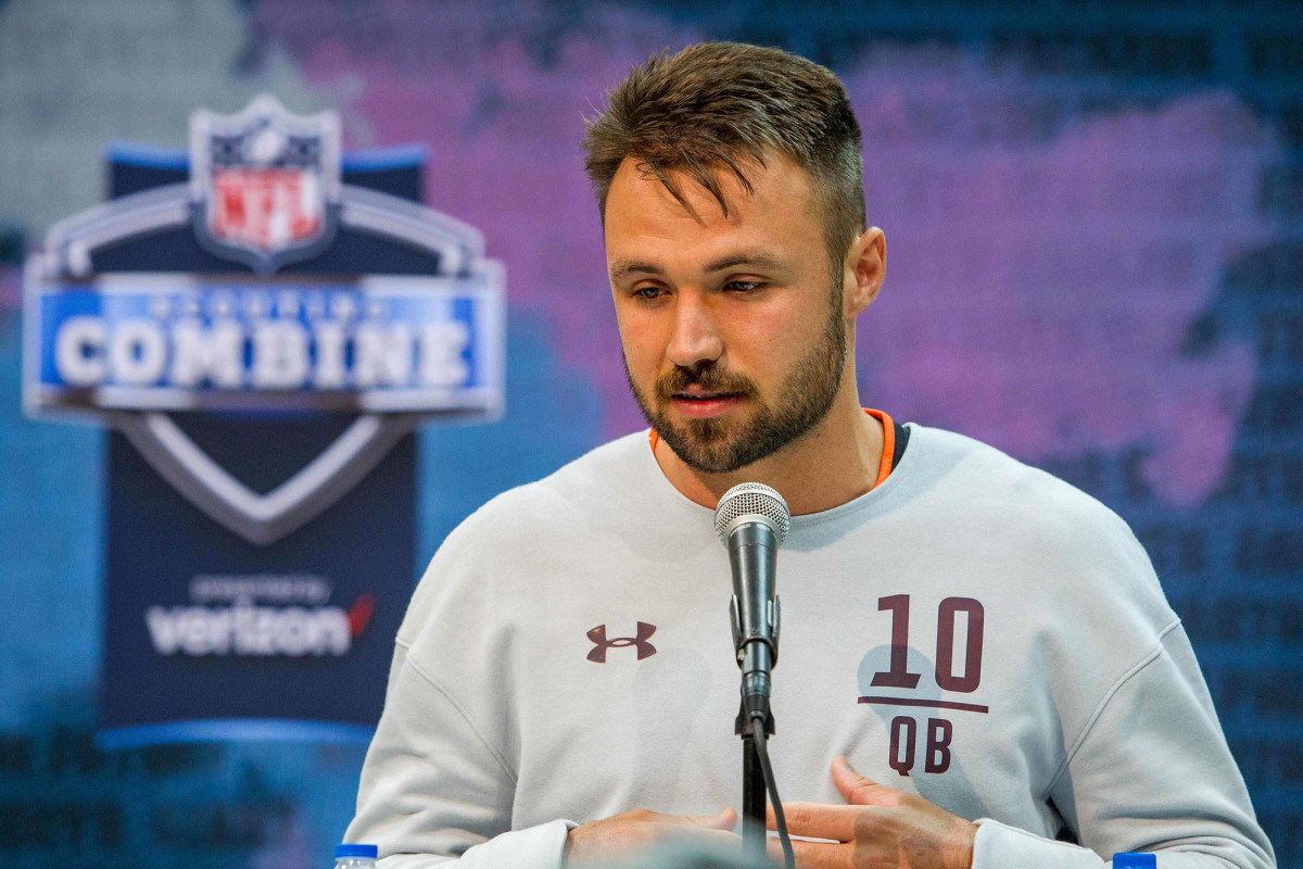 Gardner Minshew with a beard at the NFL combine
