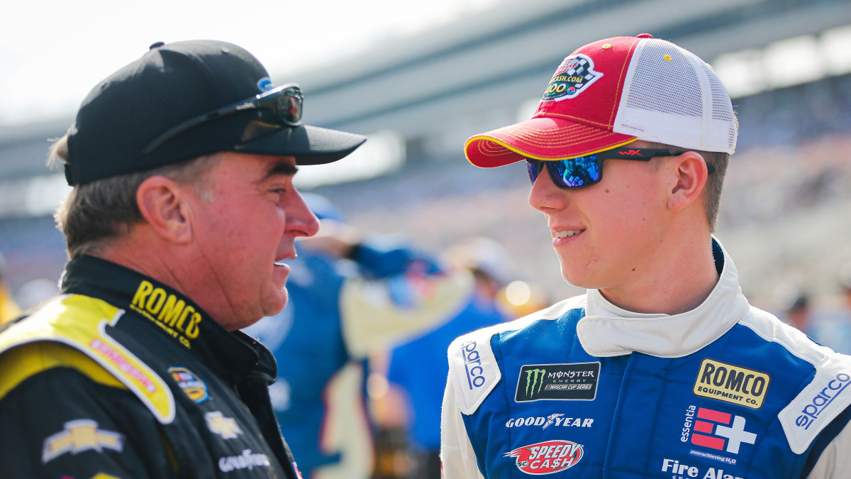 John Hunter got some last minute words of advice from Joe before his Cup debut last year in Texas.