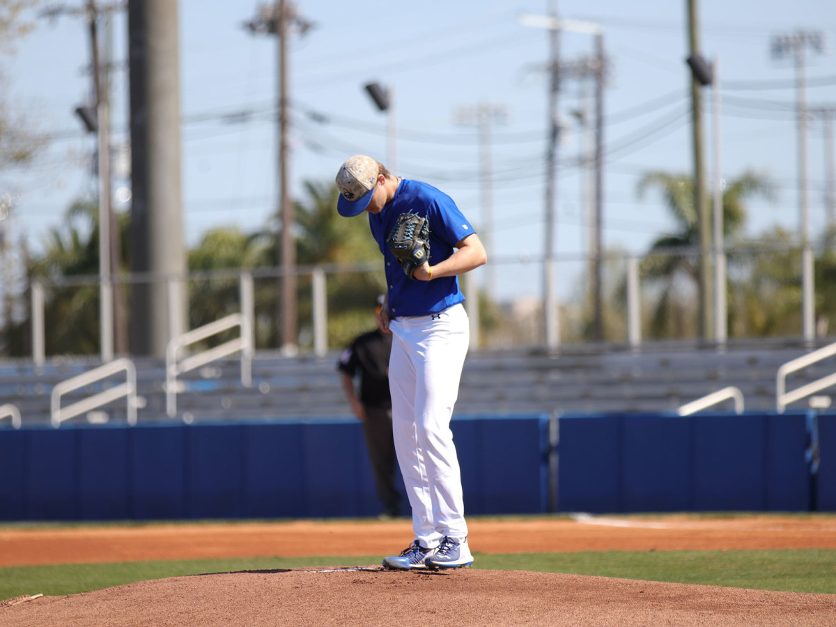 Eric Orze stands on the mound