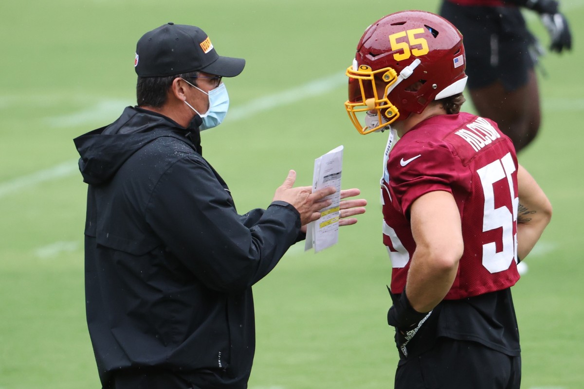 Ron Rivera Cole Holcomb Camp Geoff Burke-USA TODAY Sports