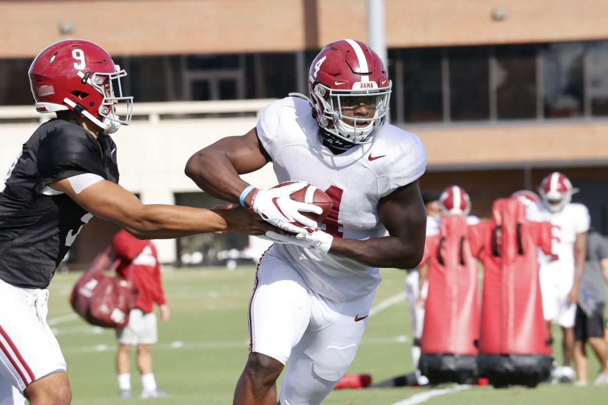 Bryce Young/Brian Robinson, Alabama practice, September 29, 2020