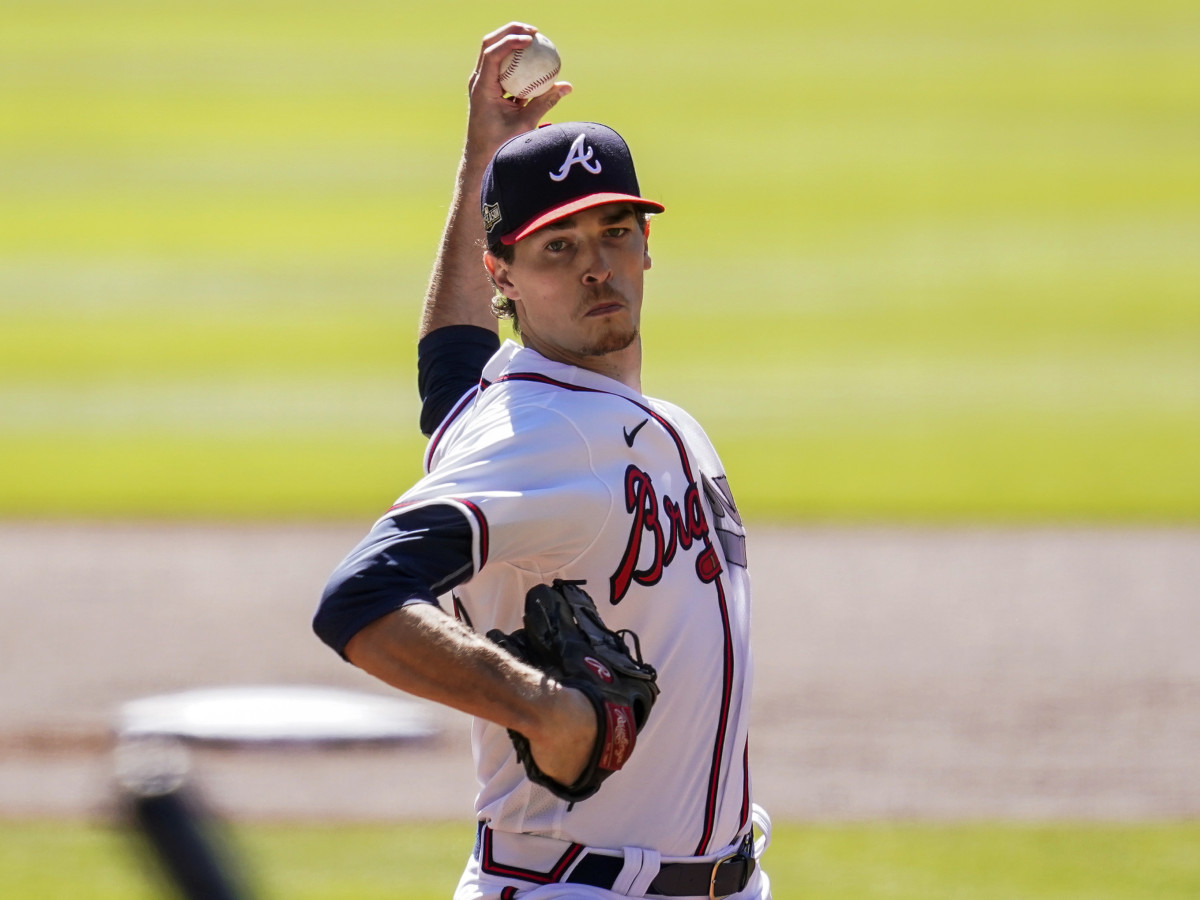 Sep 30, 2020; Cumberland, Georgia, USA; Atlanta Braves starting pitcher Max Fried (54) pitches against the Cincinnati Reds during the first inning at Truist Park.