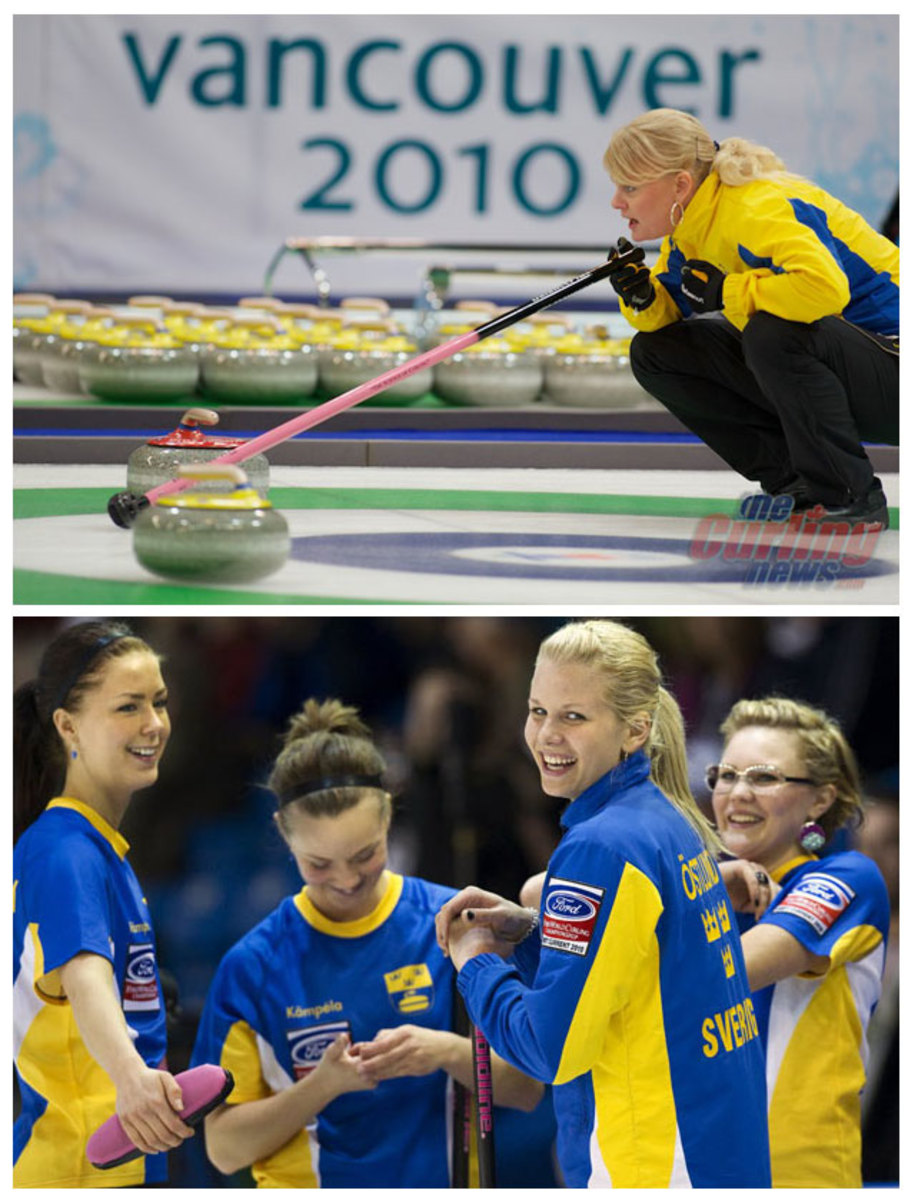 Norberg (top) and Team Ostlund (below, skip 2nd from right)