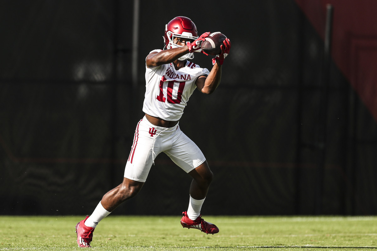 Sophomore David Ellis catches the ball out of the backfield during Indiana's fall camp. Ellis has been getting a lot of reps at running back this fall.