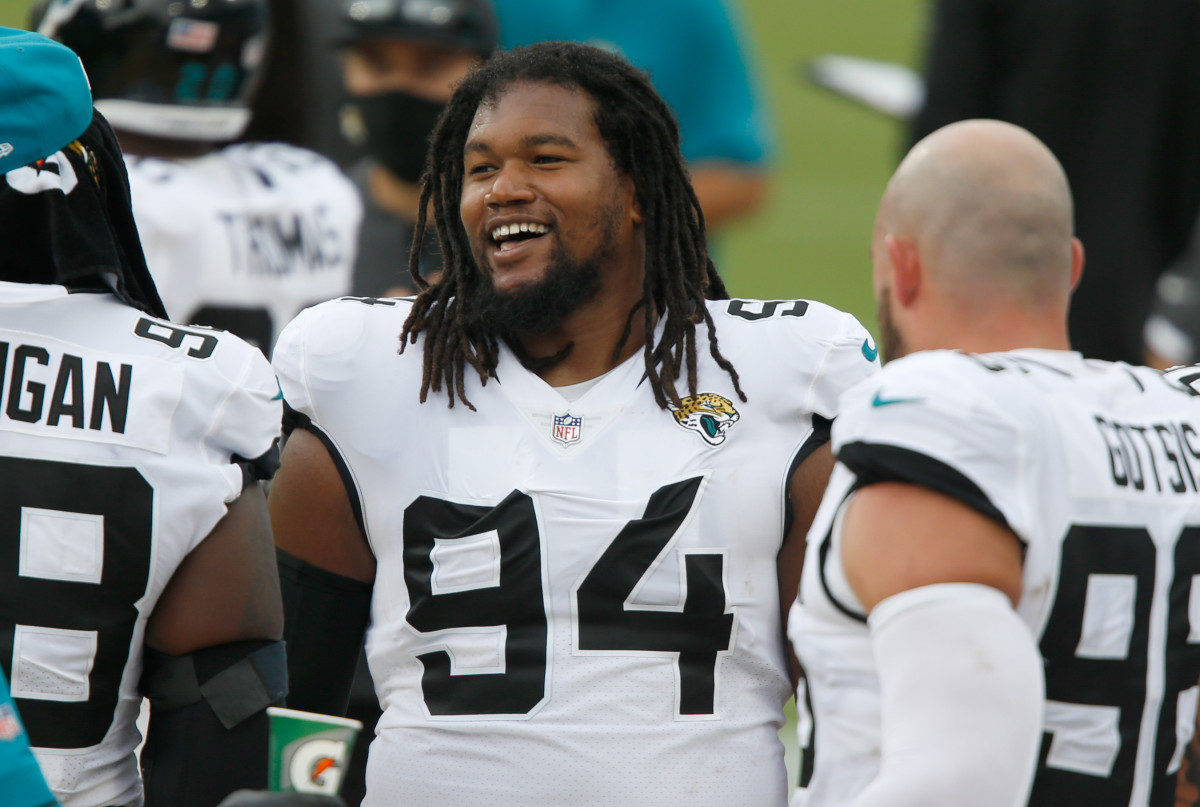 Jacksonville Jaguars defensive end Dawuane Smoot (94) recorded three tackles and one tackle for a loss Sunday.