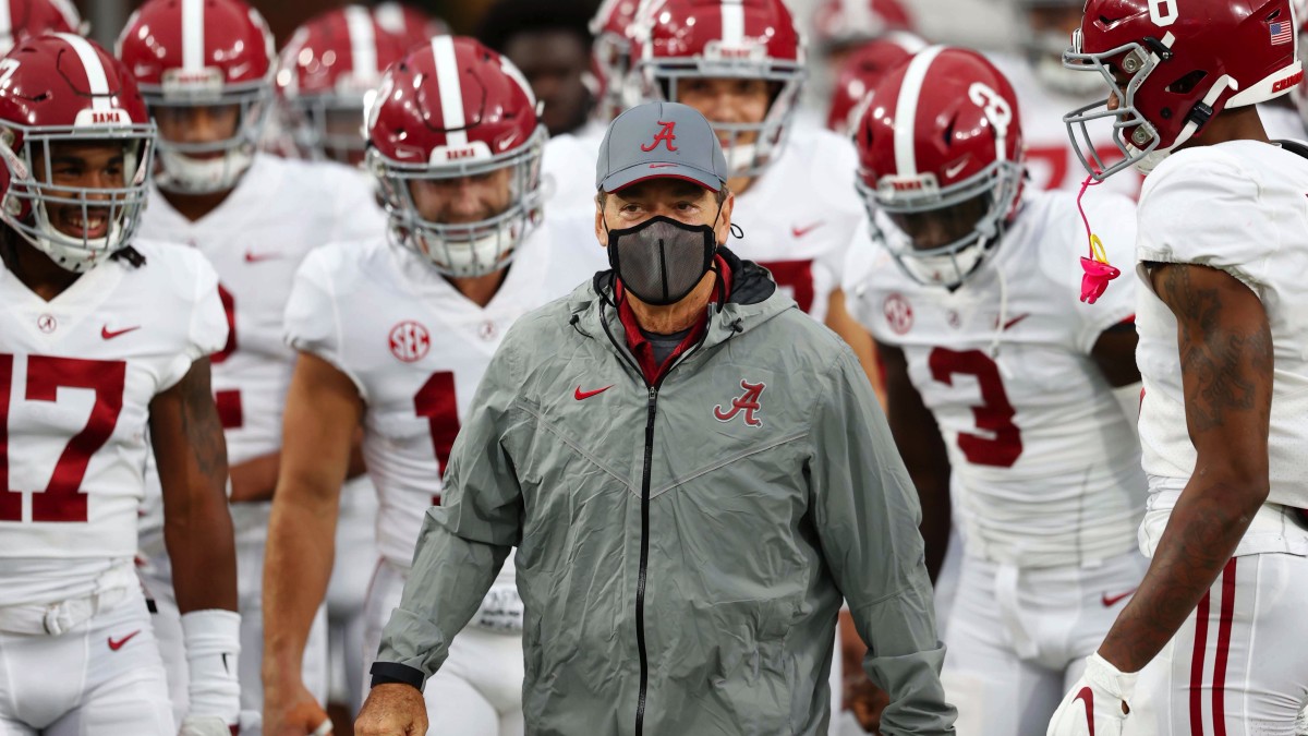 Alabama head coach Nick Saban before the game against Mississippi at Vaught-Hemingway Stadium.