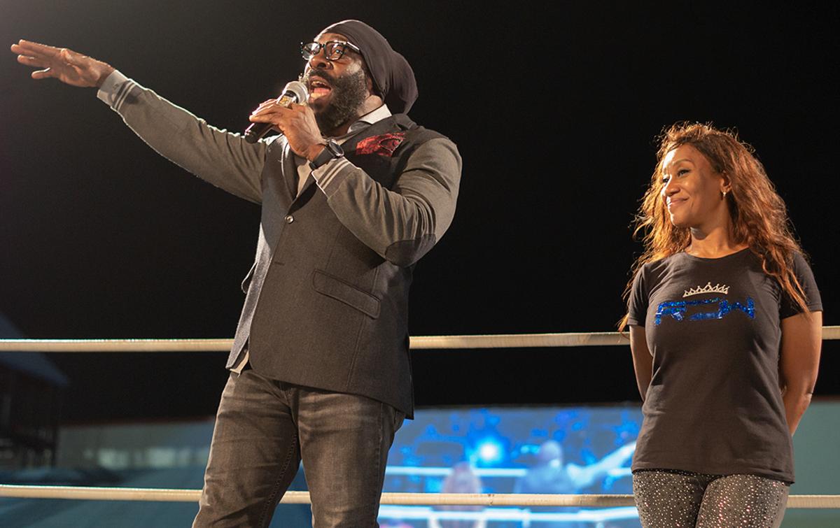 Booker T in the ring at his Reality of Wrestling school