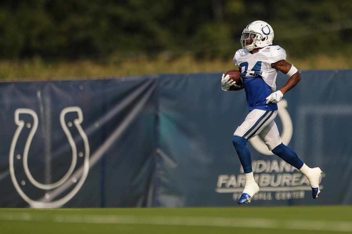 Isaiah Rodgers jogs during an Indianapolis Colts training camp practice.