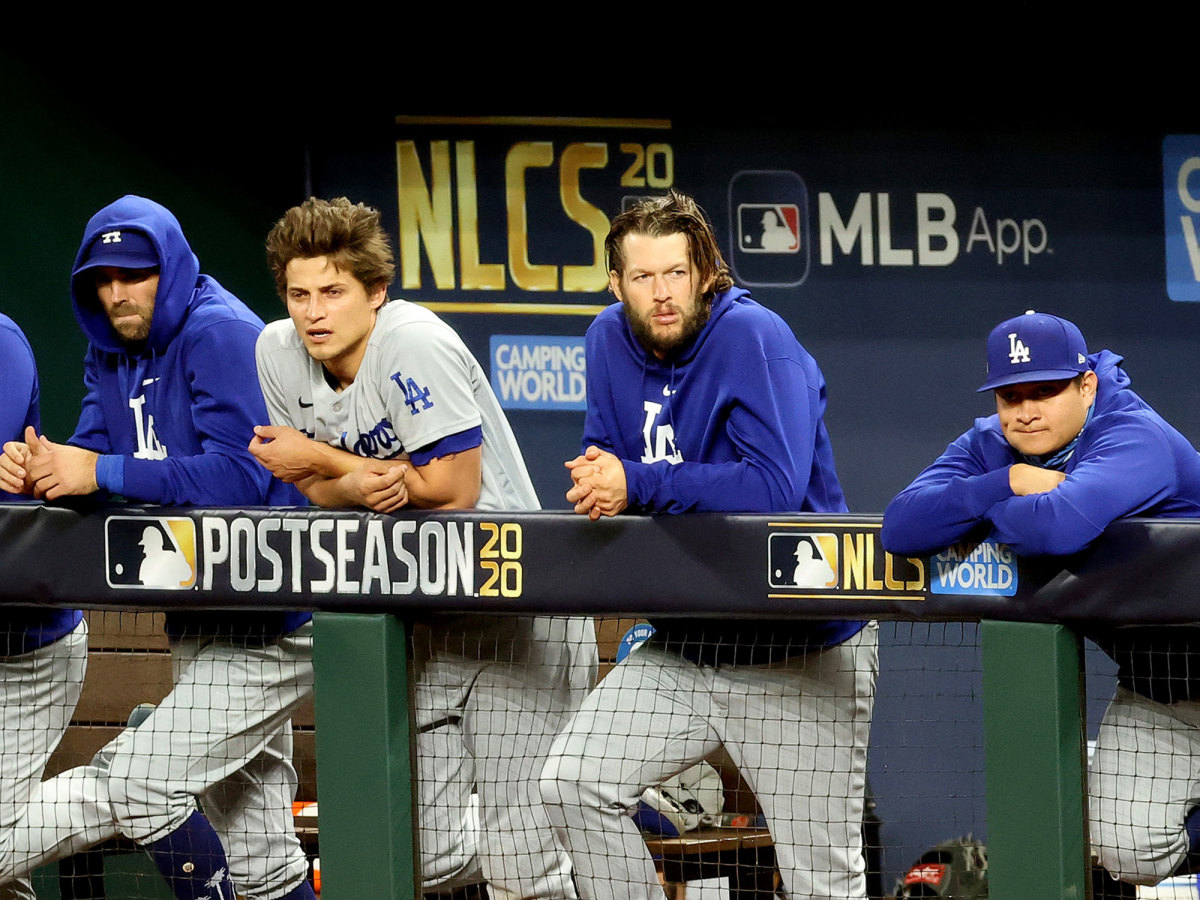 Clayton Kershaw in the dugout