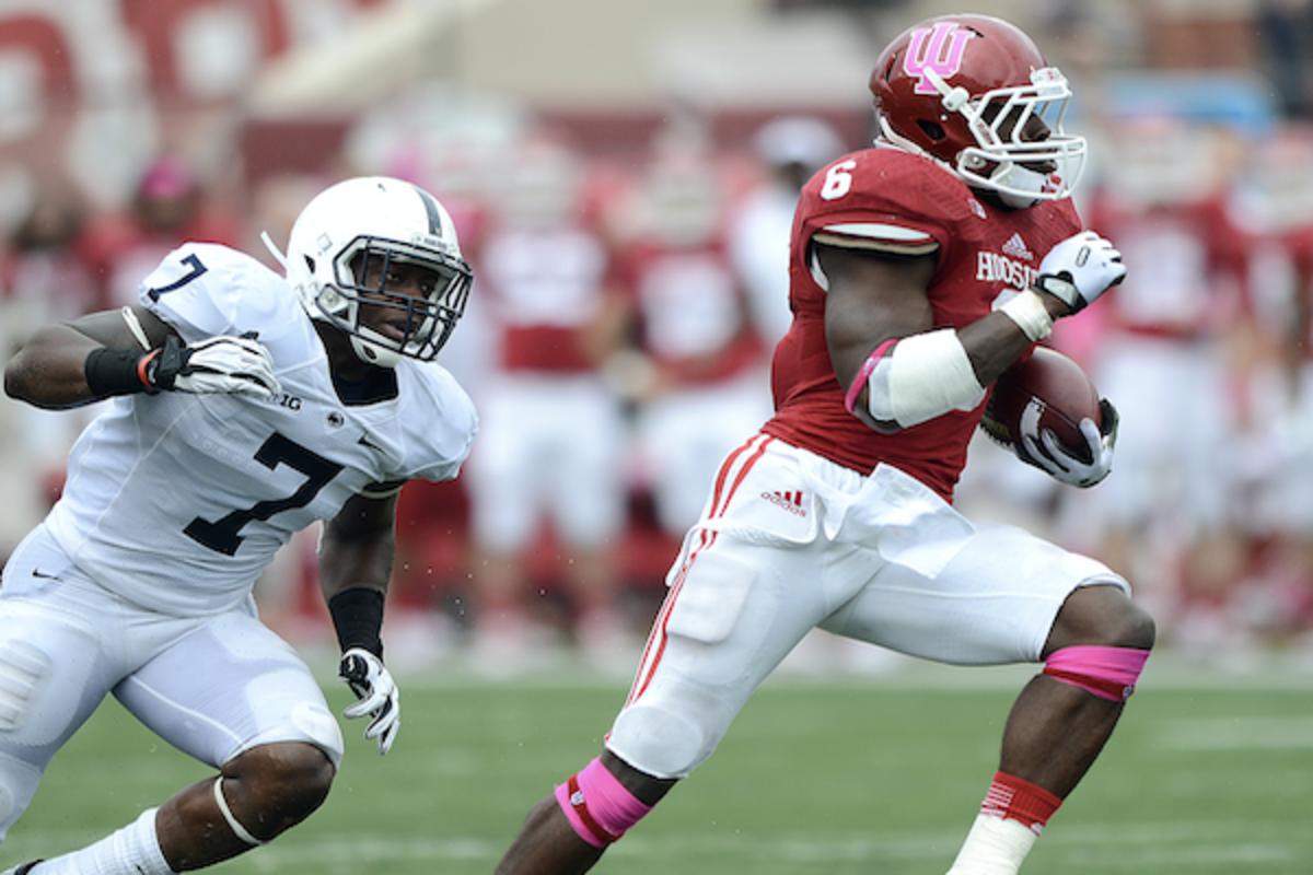 Tevin Coleman breaks open a 44-yard touchdown run against Penn State in 2013.