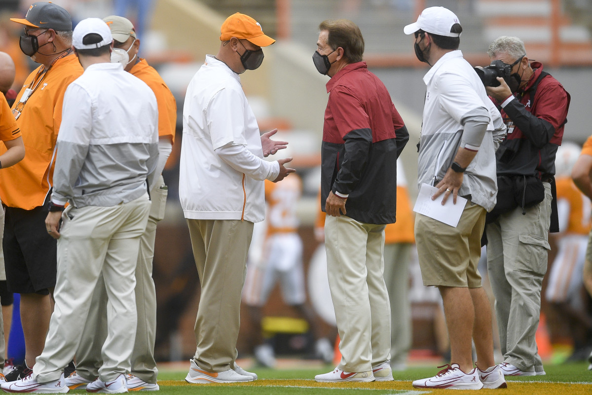 Nic Saban and Jeremy Pruitt at Tennessee
