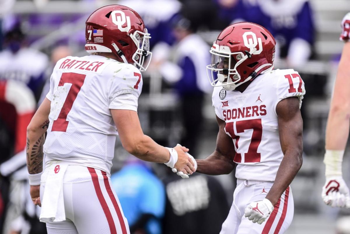 Marvin Mims set a new Oklahoma freshman record for touchdowns in the 2020 Big 12 Championship Game against Iowa State