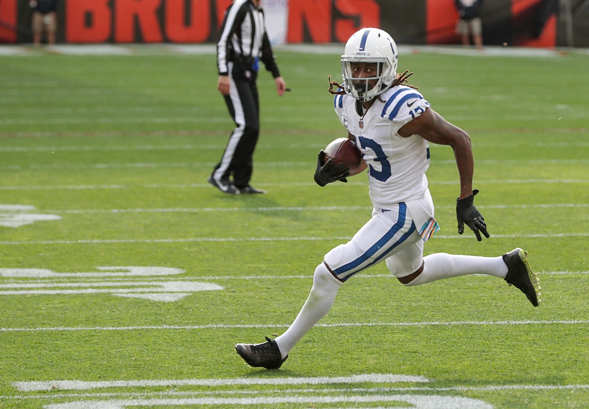 Indianapolis Colts wide receiver T.Y. Hilton looks to turn up field in a Week 5 game at Cleveland.