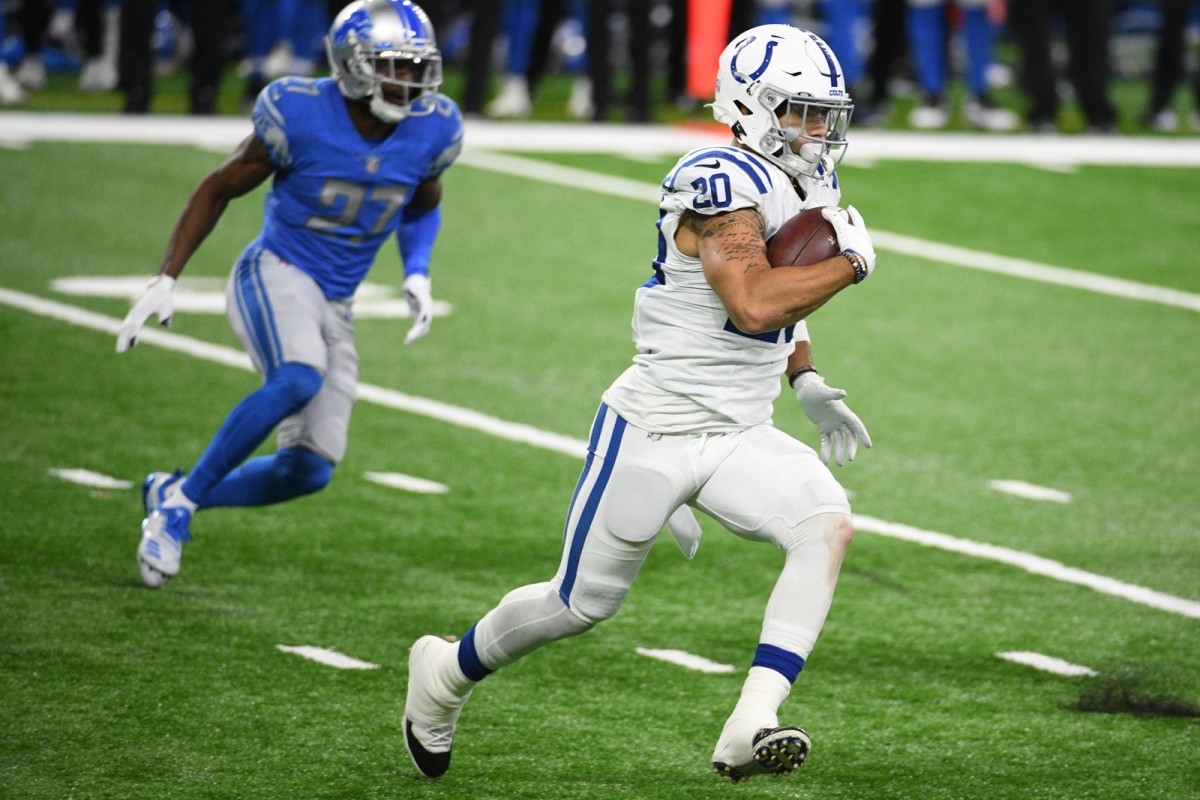 Indianapolis Colts reserve running back Jordan Wilkins rushed for a career-high 89 yards and one TD as well as a two-point conversion in Sunday's 41-21 road win at Detroit.