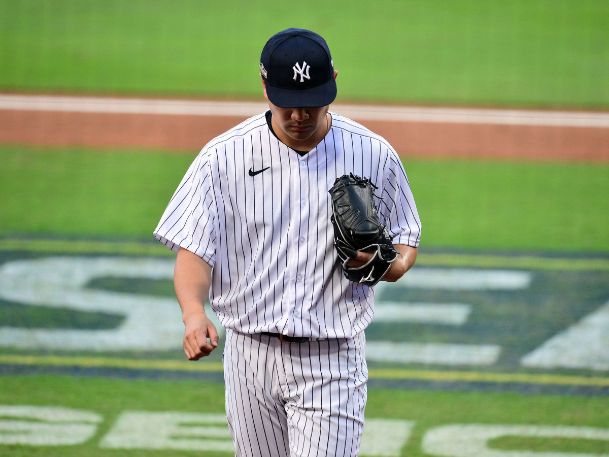 Masahiro Tanaka walks off mound