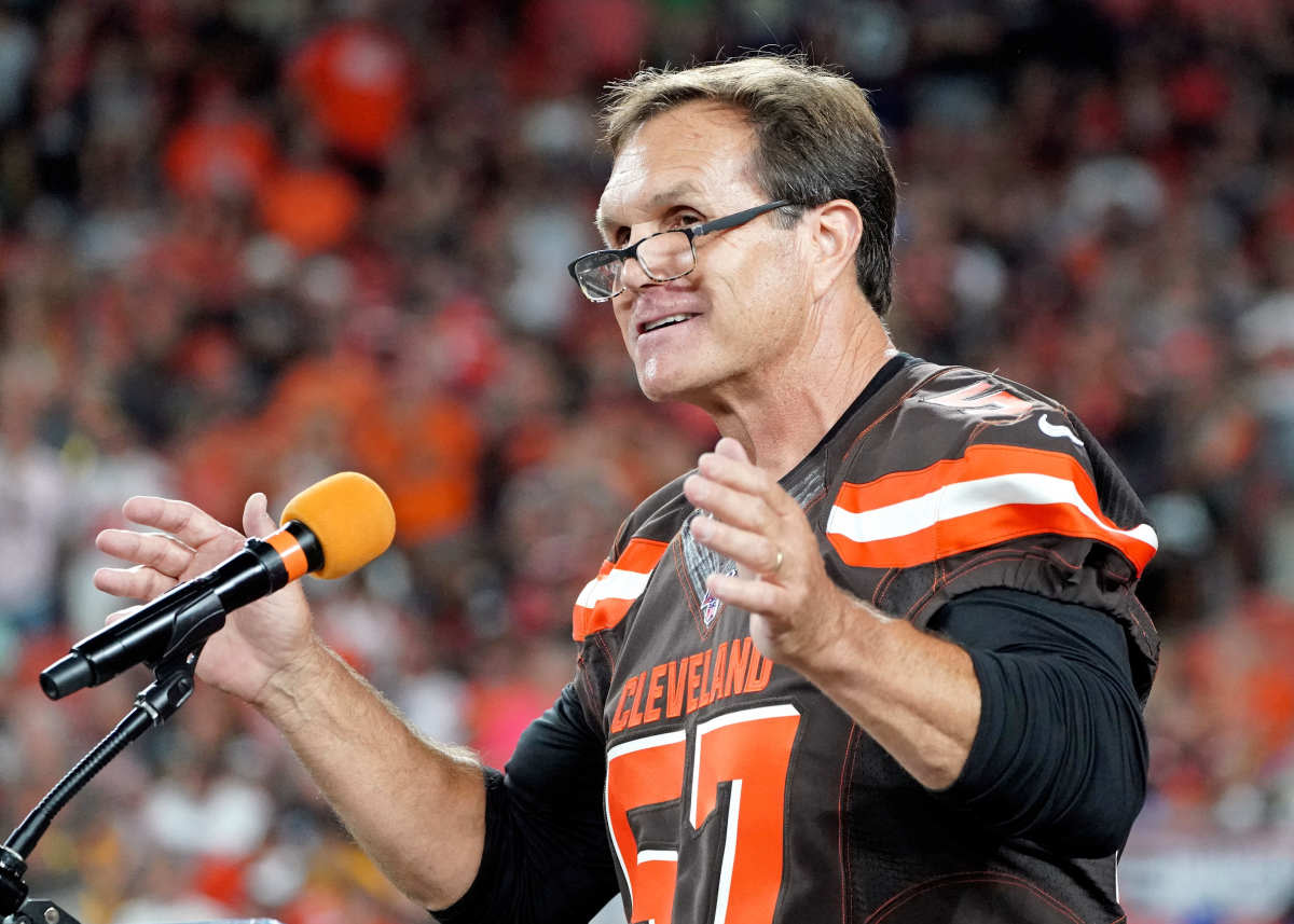 Former Browns linebacker Clay Matthews continues to be remembered as one of the greatest players in franchise history. He is seen above getting inducted into the team's Ring of Honor in 2019.