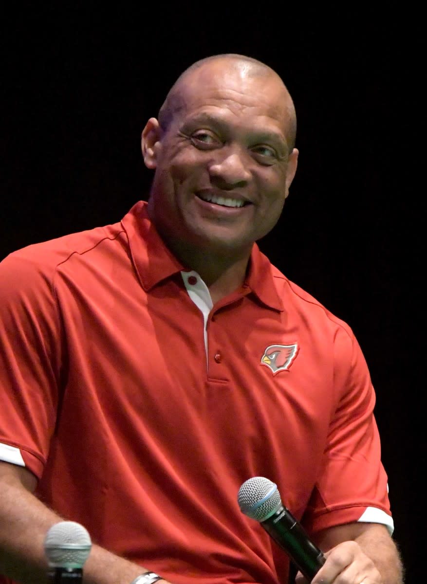 Cardinals Hall of Fame cornerback Aeneas Williams speaks in London during NFL UK Live at The Mermaid in 2017.