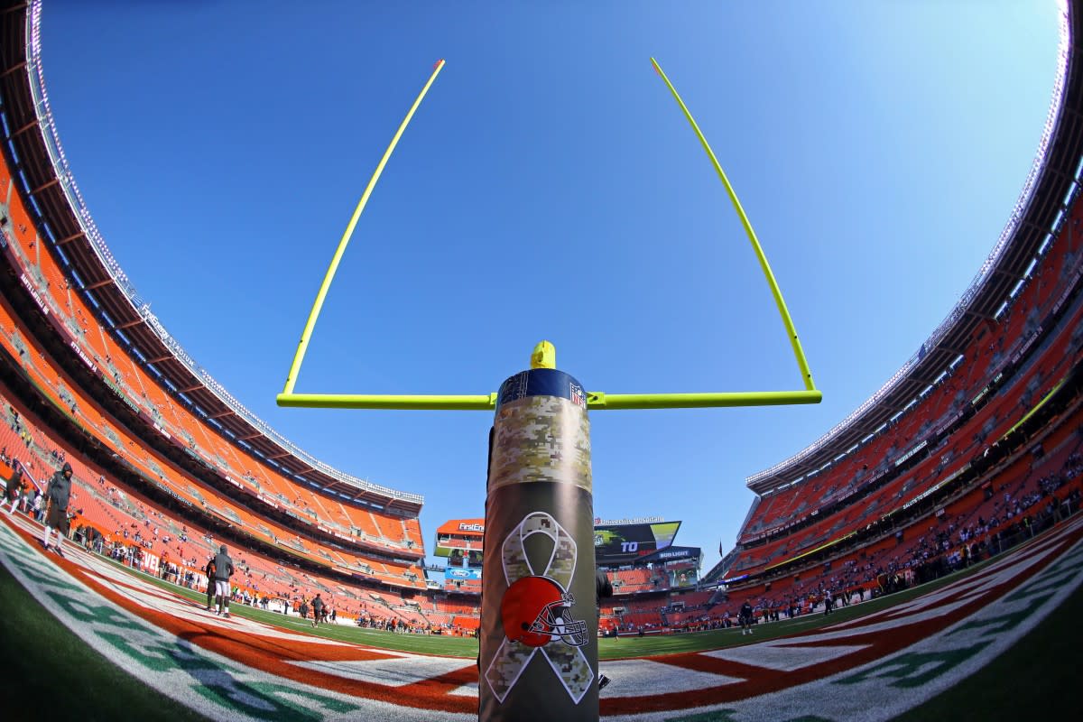 FirstEnergy Stadium is shown during a military appreciation game in 2016. The Browns defense is tasked with protecting the field eight times per season.