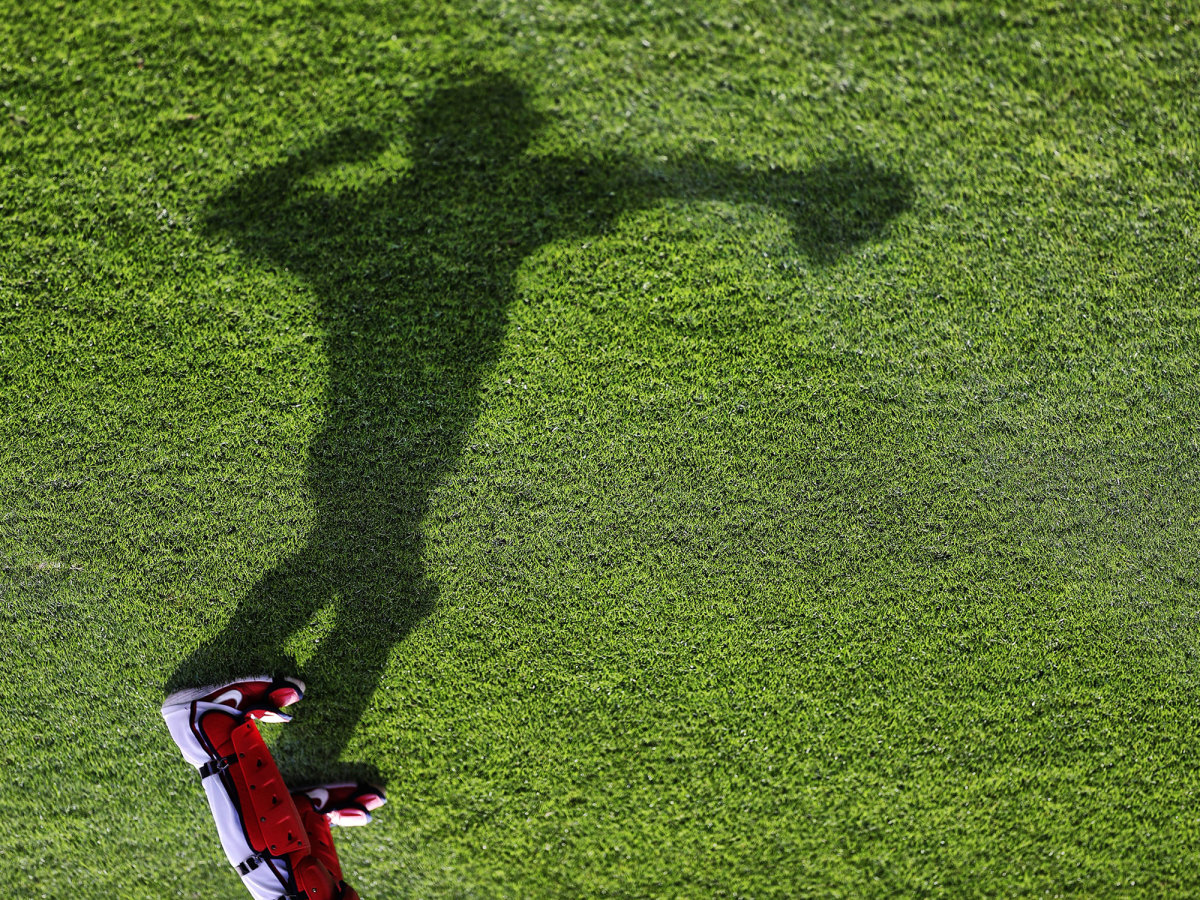 Shadow of a baseball player