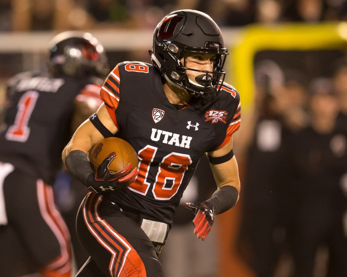 Sep 15, 2018; Salt Lake City, UT, USA; Utah Utes wide receiver Britain Covey (18) runs with the ball during the first quarter against the Washington Huskies at Rice-Eccles Stadium.