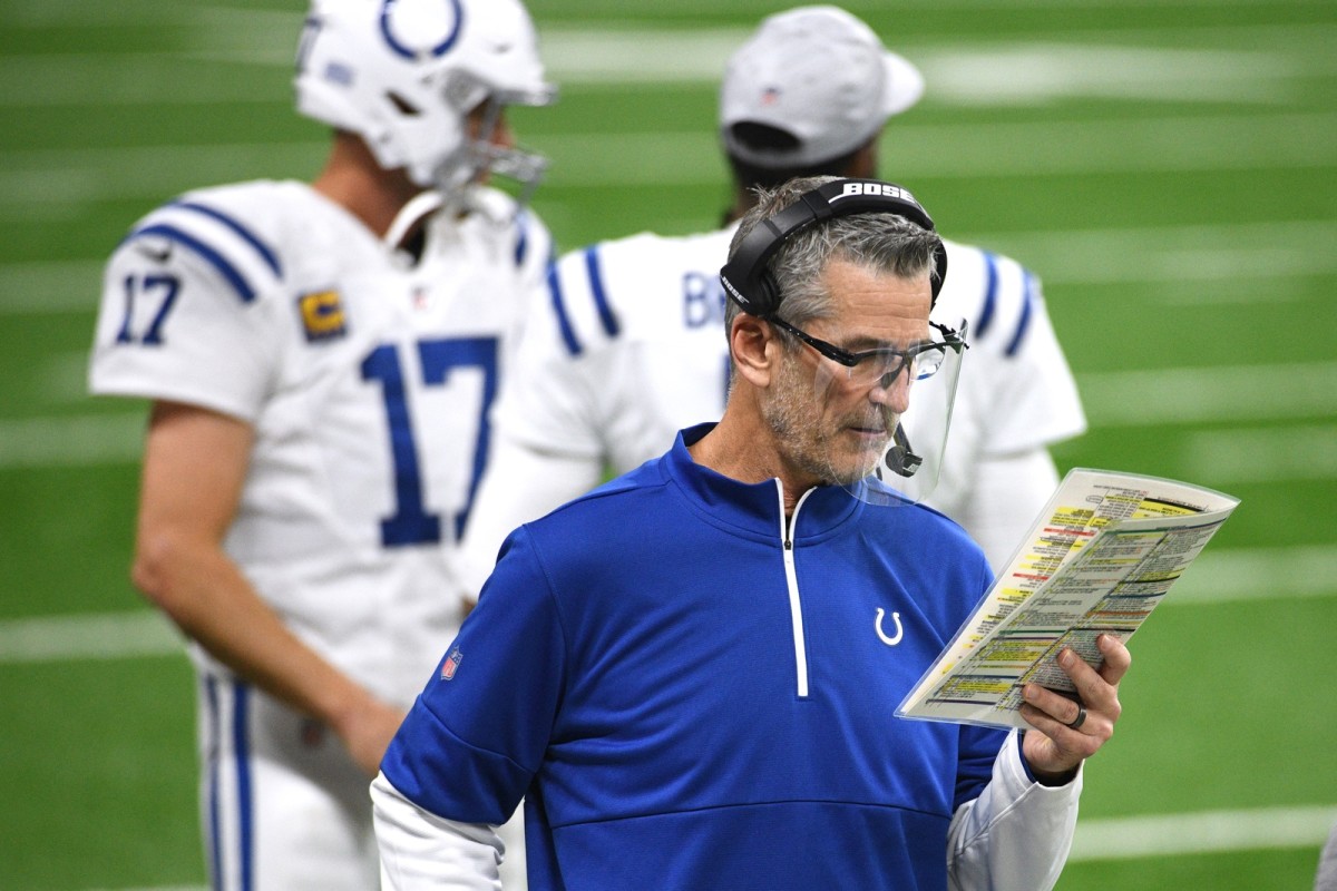 Indianapolis Colts head coach Frank Reich also calls the offensive plays.