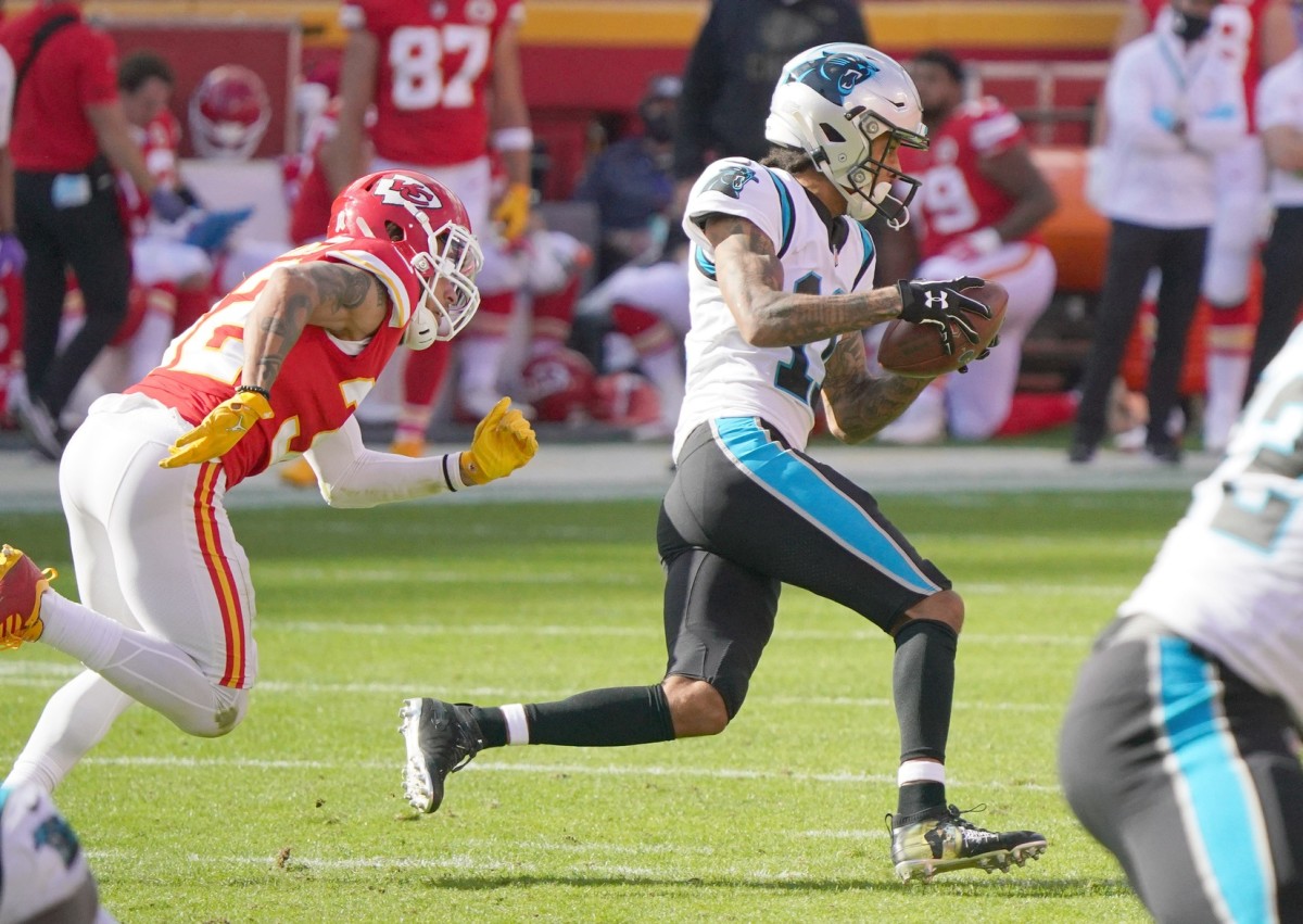 Panthers wide receiver Robby Anderson catches a pass against Kansas City. 