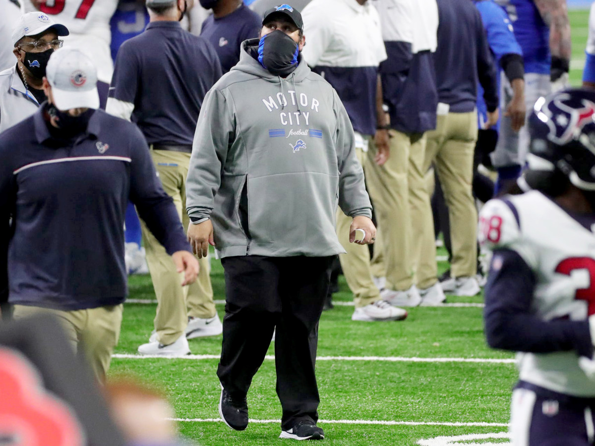 Detroit Lions head coach Matt Patricia walks off the field after the 41-25 loss to the Houston Texans at Ford Field, Thursday, Nov. 26, 2020.