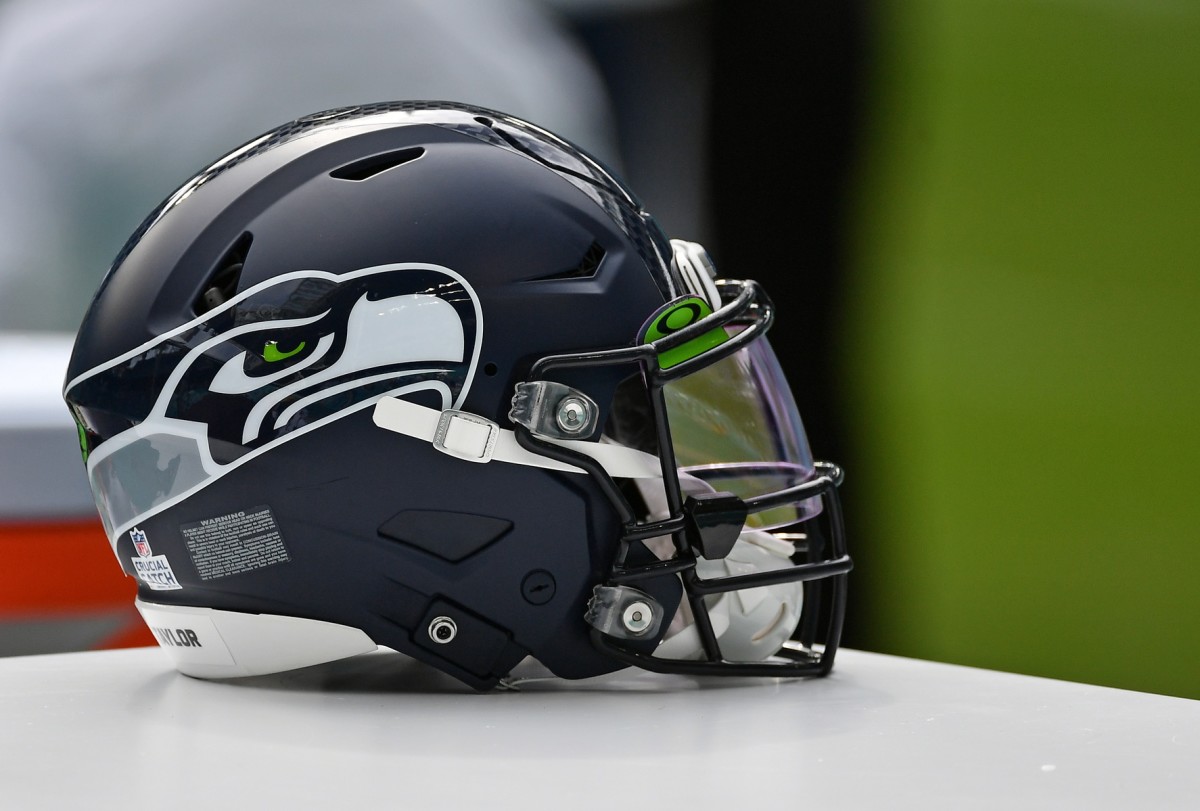 Oct 4, 2020; Miami Gardens, Florida, USA; A general view of a Seattle Seahawks helmet during the second half against the Miami Dolphins at Hard Rock Stadium.