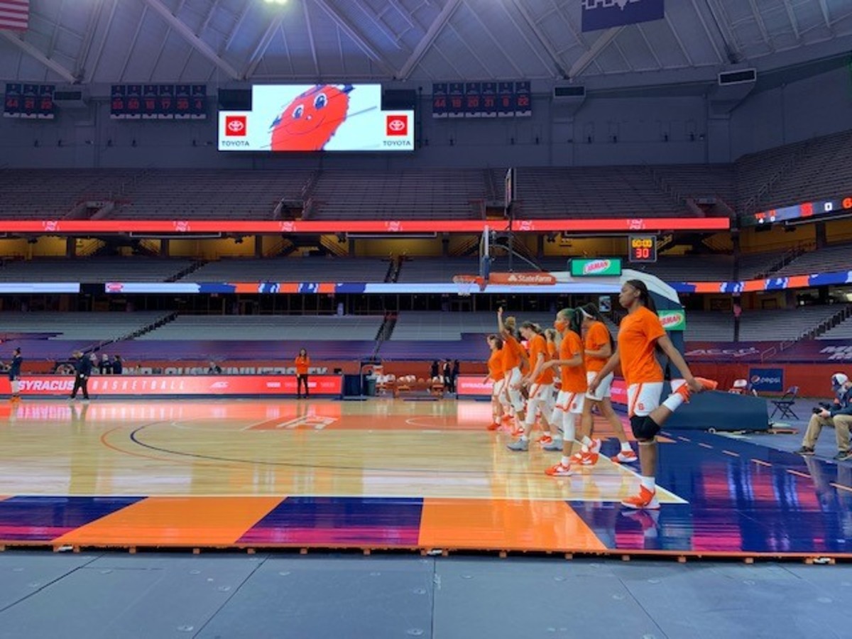 The Ladies getting ready to take on Lincoln PA for the home opener in the Carrier Dome.